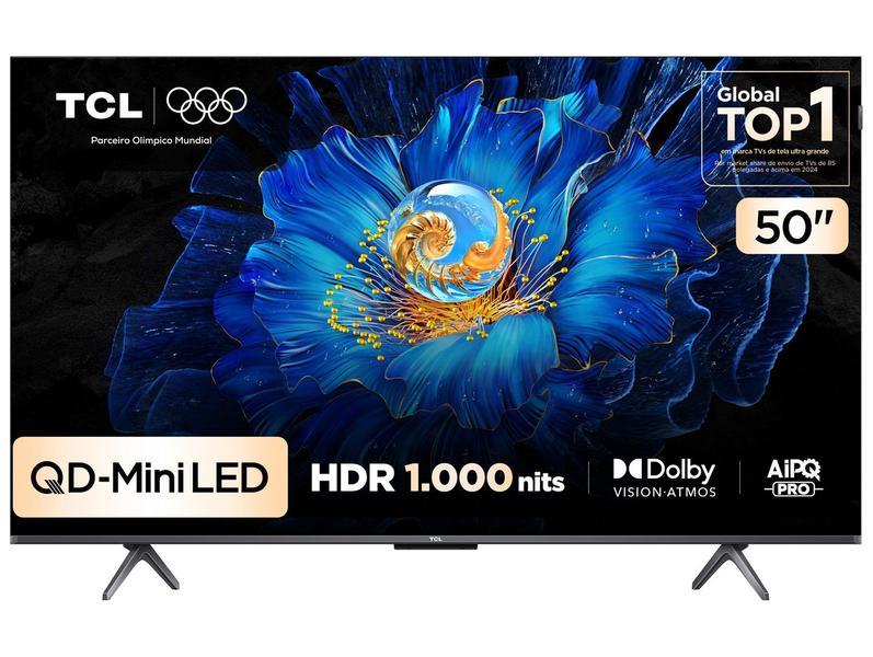 Smart TV TCL 50 Polegadas QLED Mini LED 4K C6KS WiFi Bluetooth Google TV HDR10 Dolby Atmos 50C6KS