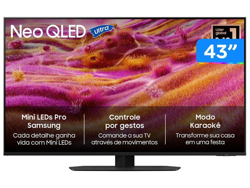 Samsung Vision AI TV 43" NEO QLED Ultra 4K QN90F 2025, Mini LED, Processador com AI, Tela Matte, Controle por Gestos, Modo Game com AI