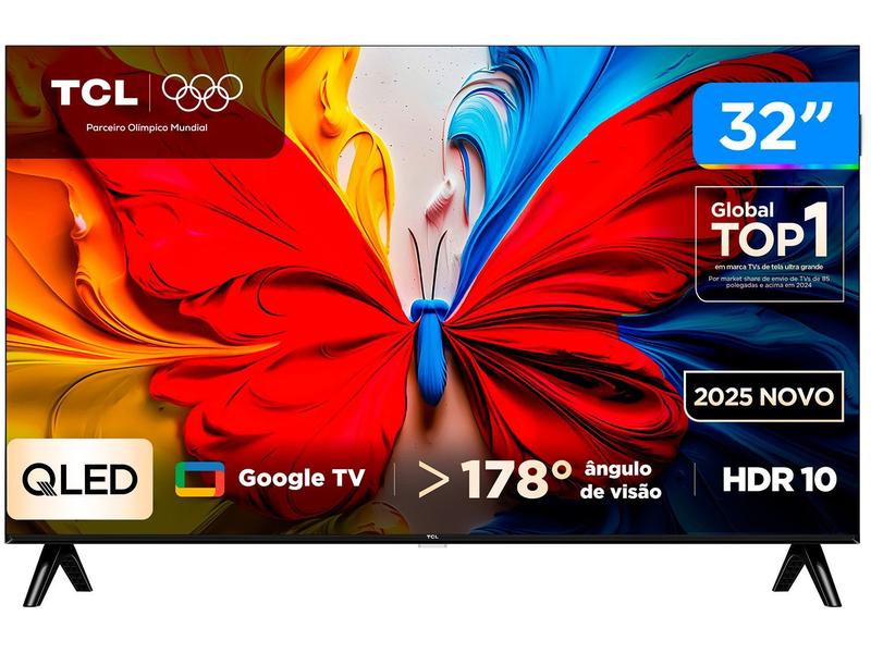 Smart TV TCL QLED Full HD 32" Polegadas com Google TV, Dolby Audio e Wi-Fi - 32S5K