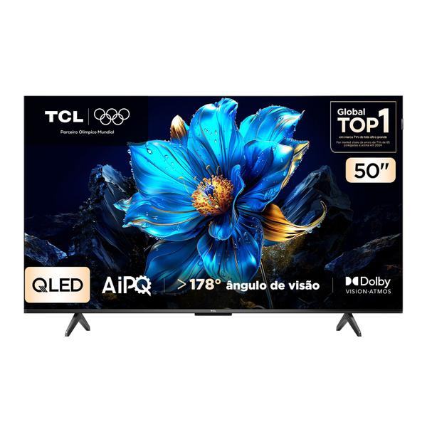 Smart TV TCL 50 Polegadas QLED 4K P7K WiFi Bluetooth Google TV HDR10 Dolby Atmos Dolby Vision 50P7K