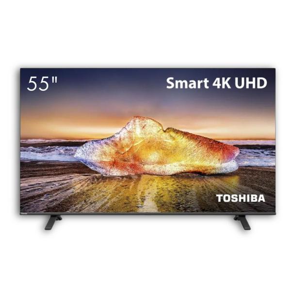 Smart TV 55 Pol Toshiba 4K DLED 55C350MS Sistema VIDAA Rápida Wi-Fi Bluetooth HDR10 Comando de Voz