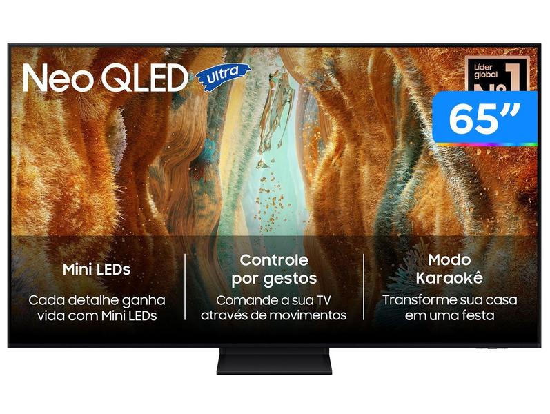 Samsung Vision AI TV 65" NEO QLED Ultra 4K QN70F 2025, Mini LED, Processador com AI, Controle por Gestos, Modo AI, Painel até 144hz