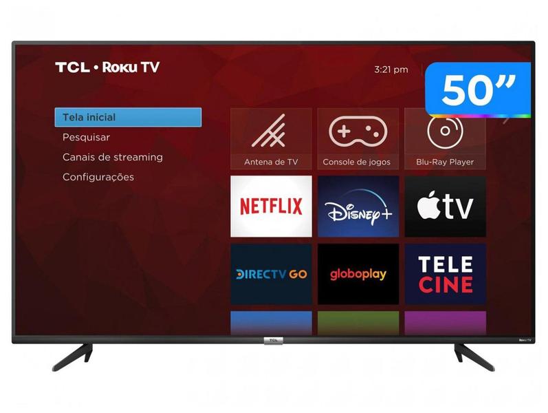 Smart TV TCL 50" LED 4K UHD 50RP620, ROKU, HDR, Bivolt Preta