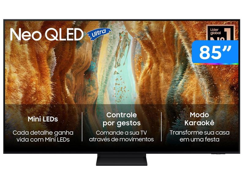 Samsung Vision AI TV 85" NEO QLED Ultra 4K QN70F 2025, Mini LED, Processador com AI, Controle por Gestos, Modo AI, Painel até 144hz