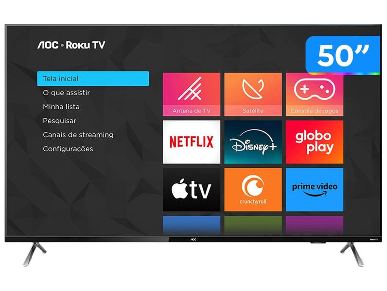 Smart TV AOC 50" LED ROKU 4K Wi-Fi 50U6125/78G Bivolt